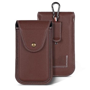6.7 Inch Mobile Phone Waist Bag Vertical Pu Leather Belt Hanging Phone Storage Bag