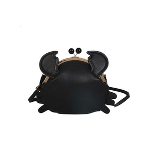 Crab Shape Handbag Novelty Detachable Shoulder Bag Women's Satchel-Black
