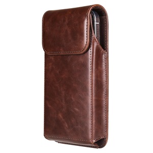 Crazy Horse Pu Leather Wasit Phone Bag For 6.1" Cell Phone Universal Belt Pouch With Back Clip