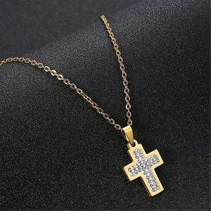 Fashion Female Cross Pendants Gold Silver Color CZ Jesus Cross Pendant Necklace Jewelry For Men/Women