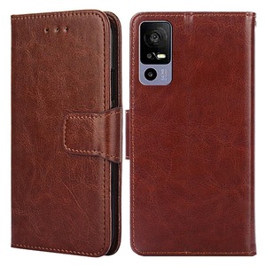 For Tcl 40r 5g Anti-fading Mobile Phone Bag Case Stand Wallet Textured Pu Leather Coated Tpu Phone Cover