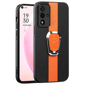KADEM Leather+TPU+Acrylic Watch Pattern Phone Case For Oppo A93s 5G, with Folding Kickstand