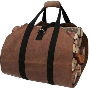 Log Carrier Wood Carry Bag With Handles Durable Waxed Canvas Log Carrier Large Log Tote Bag Indoor Camping Log Carrier