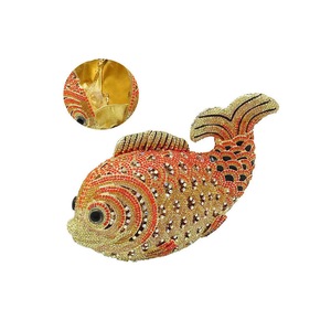 Mini Women Fish Evening Bags Crystal Clutch Purse Rhinestone Handbags with Chain-4