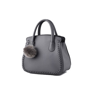 Women PU Leather Handbag Senior Satchel-Light Grey