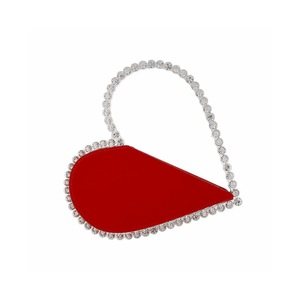 Womens Evening HandBag Heart Shape Rhinestone Clutch Purse-Red