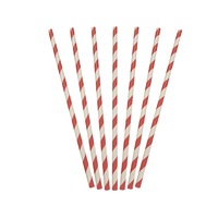 Cast Away Paper Regular Red & White Stripe Straws 205mm by 6 mm 5 mm bore x 250