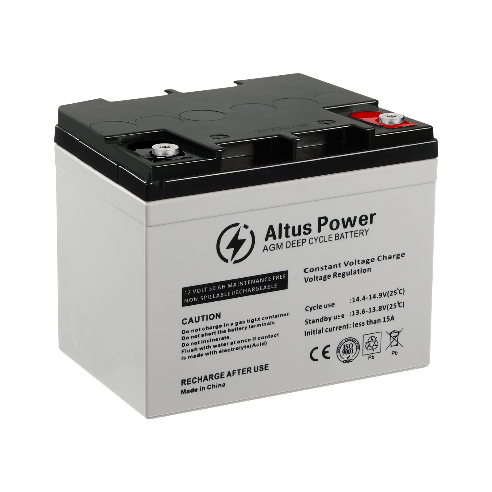 Altus AGM Battery 12V 50ah Deep Cycle SLA Lead Acid Unbranded