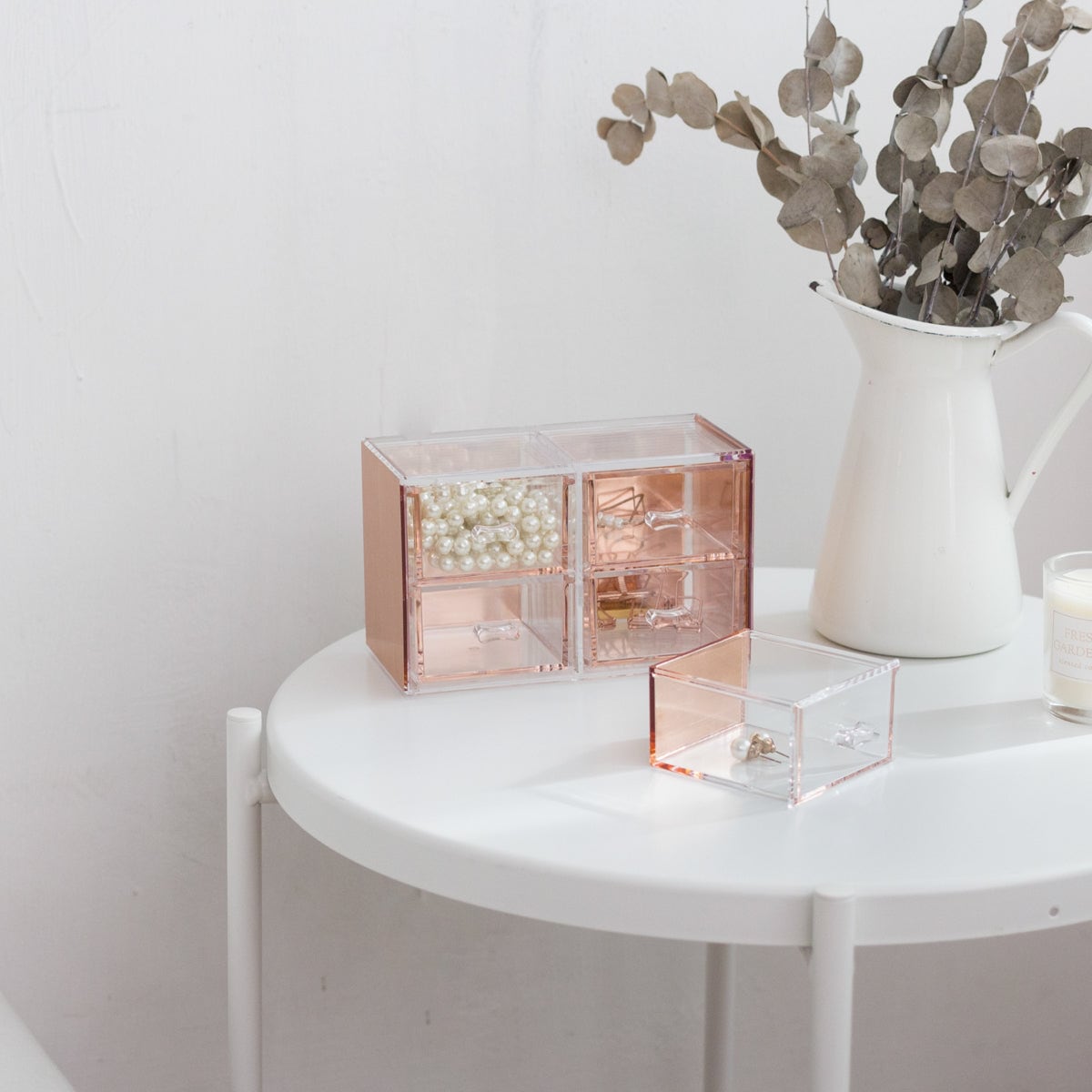 Moosy Life Mondschein Roségold Acryl Stapelbarer Kosmetik Schubladenbox 4 Schubladen ML12