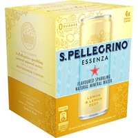 Sanpellegrino Sparkling Water Lemon & Lemon Zest Cans 330ml X 4 Pack