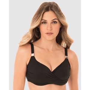 Miraclesuit Swim Surplice Supportive Underwired Full Bust Bikini Top-Black