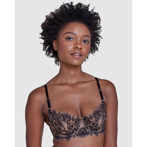 Skarlett Blue Entice Wired Sheer Lace Balconette Bra Black/Nylon
