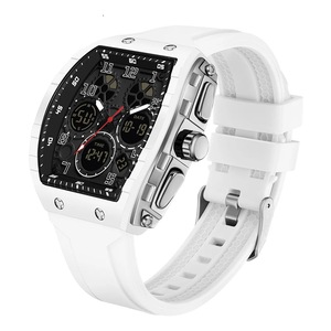 Digital Watch  Waterproof Silicone Sport Wristwatch with Multifunctional Features-White