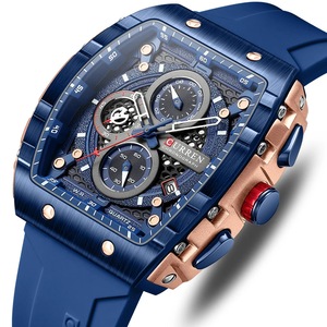 Large Dial Square Quartz Watch  Luminous Hands, Sport Style with Silicone Strap