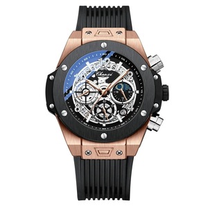 Mens Fashion Chronograph Watch  Luminous Quartz Sport Wristwatch with Silicone Band & Lunar Phase Display