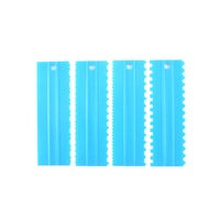 4pcs Cake Scrapers Food Grade High Durability PP Material Jagged Edged Cake Scrapers Butter Cream Spatulas Home Supplies Blue