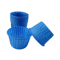 50Pcs Baking Cups Curly Edge Multi Use Waterproof Non-stick Cake Muffin Paper Cups Holiday Supplies Dark Blue