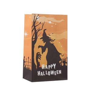 8pcs Halloween gift bags candy storage box party photo props candy packaging bag paper packaging bag creative packaging bag 22*13*8-Orange Witch