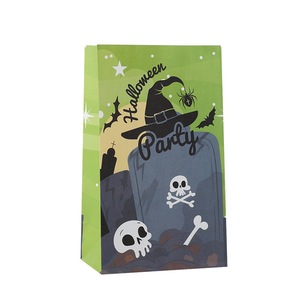 8pcs Halloween gift bags candy storage box party photo props candy packaging bag paper packaging bag creative packaging bag 22*13*8-green