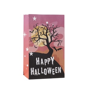 8pcs Halloween gift bags candy storage box party photo props candy packaging bag paper packaging bag creative packaging bag 22*13*8-Pink dead tree