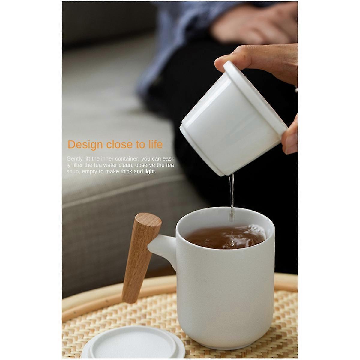 Tea Container Cup Buy Ceramic Frosted Tea Cup with Lid and Filter Large Capacity Wooden ...