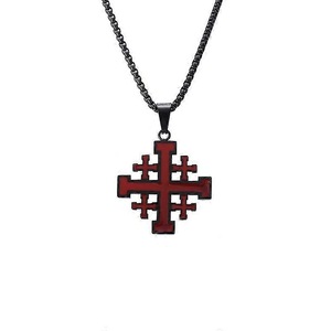 Medieval Religious Jewelry Gift Jerusalem Cross Pendant Necklaces For Women Men Stainless Steel Statement Chains Colars