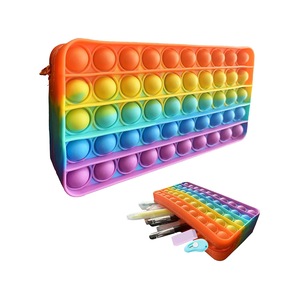 Pencil Case, Large Capacity Silicone Pencil Box, Simple Sensory Bubble Toy Pen Bag, Stationery Storage Bag for Office School and Gifts
