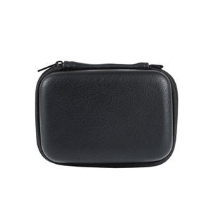 Portable USB Data Cable Organizer Leather Earphone Storage Bag Headphone for Case Cover Protector Mini Zipper Hard Pouch - Black