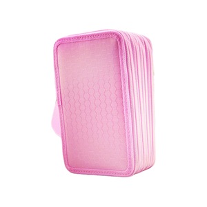 Stationery Box Portable Durable High Capacity Drop-proof Strong Zipper No Odor Anti-deform Kids Large Pencil Bag for Student-Pink
