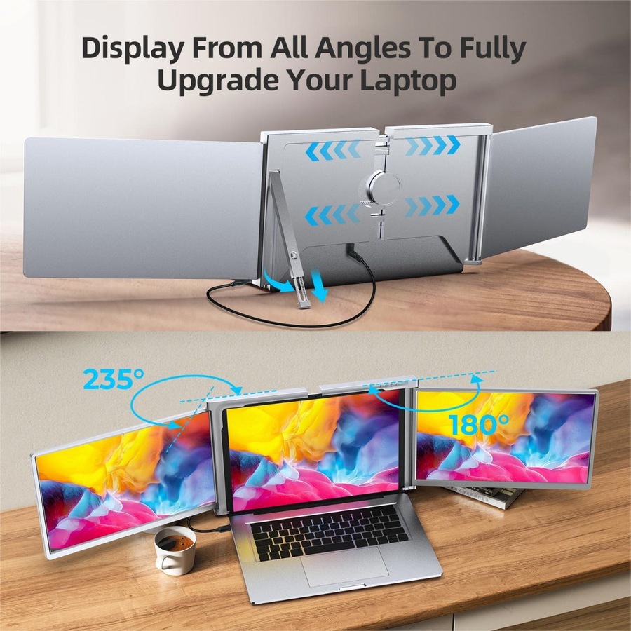 15 inch Trifold Portable Monitor 1080P IPS FHD Laptop Screen Extender For Laptop - Space Grey ( AU Version )