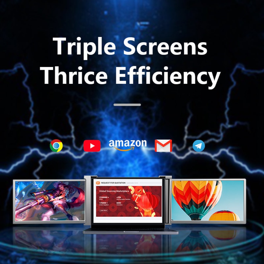 15 inch Trifold Portable Monitor 1080P IPS FHD Laptop Screen Extender For Laptop - Space Grey ( AU Version )