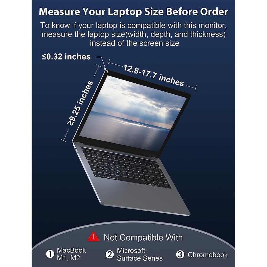 15 inch Trifold Portable Monitor 1080P IPS FHD Laptop Screen Extender For Laptop - Space Grey ( AU Version )