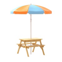 Kids Outdoor Table Set with Umbrella - Sand Pit Box