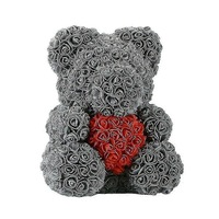 25/40cm Roses Bear With Heart Artificial Flower Rose Teddy Bear For Women Valentine Wedding Birthday Christmas Gifts Decoration