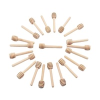 25Pcs Long Handle Wood Honey Spoons Mixing Sticks Dipper Honey Extractor for Jar Coffee Milk Tea Su