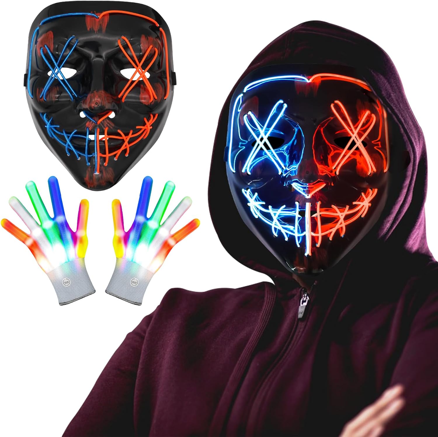 Buy GAROMIA Halloween Masks Horror Mask Children's LED Mask Halloween ...