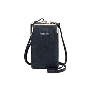 Women Mobile Phone Bag PU Leather Purse Wallet Shoulder Pouch Small Crossbody(Black)