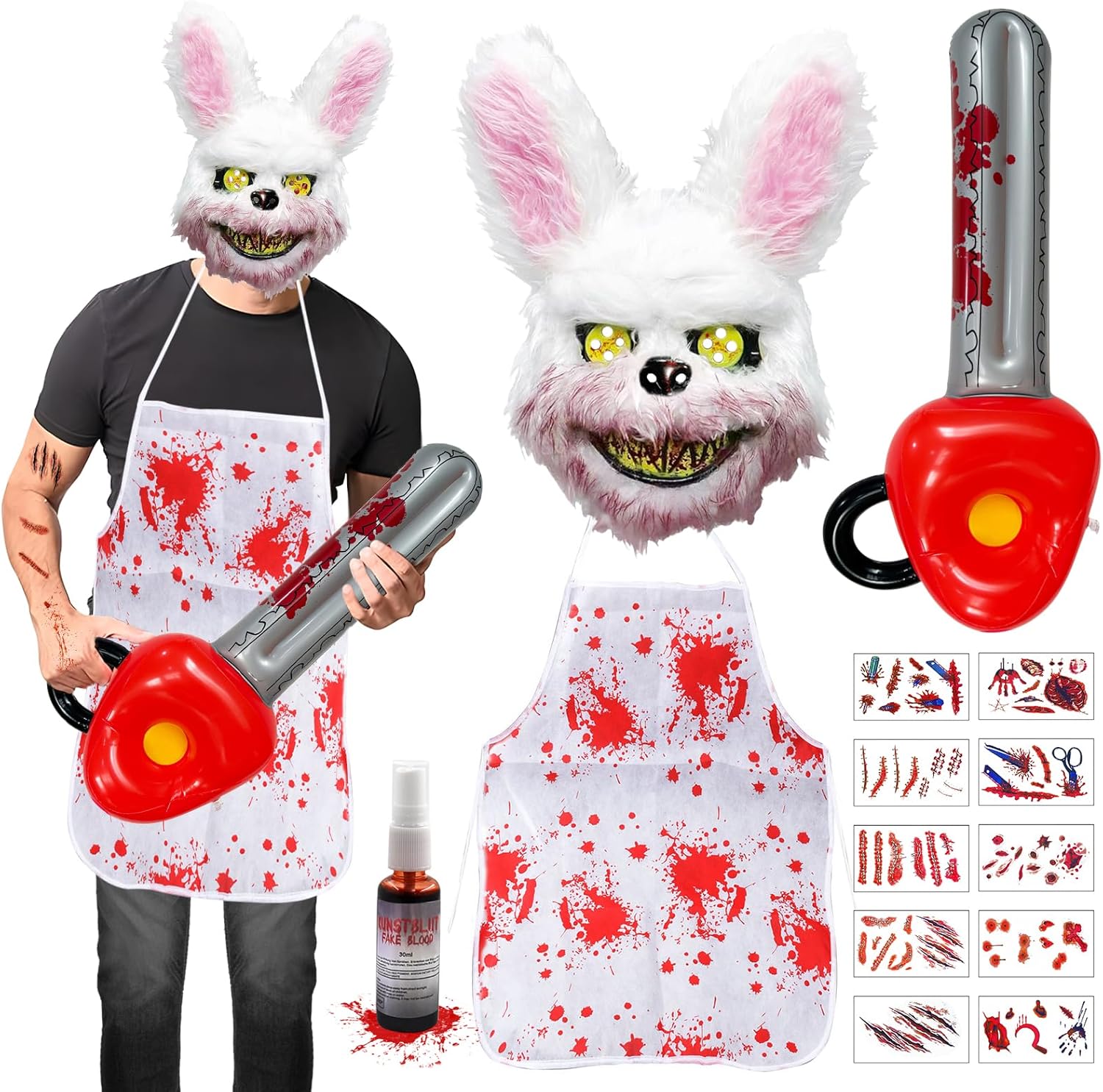 Buy Ycaaeo Halloween Costume Horror Rabbit, Bloody Rabbit Mask, with ...