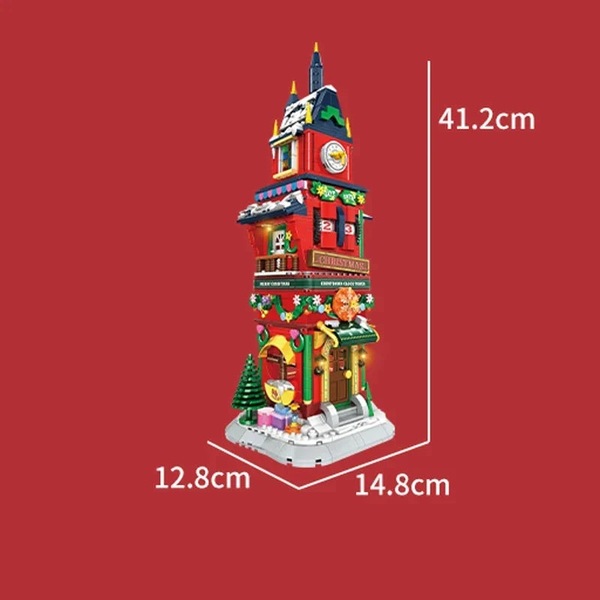 Buy 2023 City Creativity Winter Village Countdown Tower Model Building ...