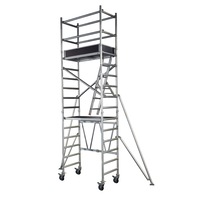 6m Reach Mobile Aluminium Scaffold (Base Unit + Extension Pack + Guardrail Pack + Adjustable wheels)