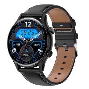 1.36 Inch Amoled Screen Leather Strap Smart Watch Support Nfc Function / Blood Oxygen Monitoring