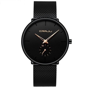 Men Waterproof Quartz Watch with Small Seconds and Mesh Band