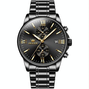Waterproof Men Chronograph Quartz Watch with Luminous Dial