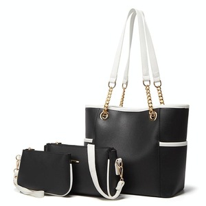 3 in 1 Ladies Simple All Match Handbag Soft Leather Messenger Bag Black