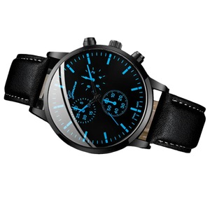 3 Piece Mens Business Watch Set Leather Band Quartz Movement