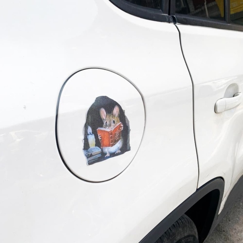 Buy 3pcs Mouse Reading Hole Wall Stickers Funny Home Decor Pvc Vinyl