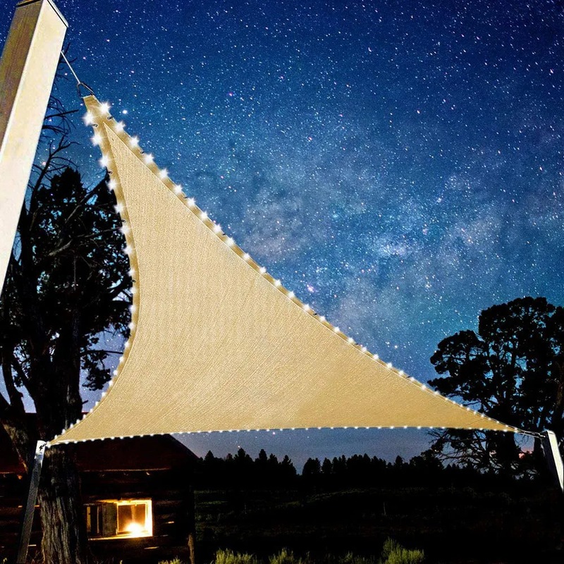 Buy 3X3X3M Triangle Shade Sail Led Light String Awnings Outdoor