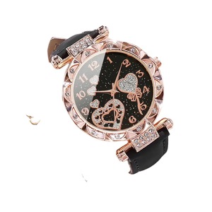 4 Piece Rhinestone Quartz Watch Set Leather Bands