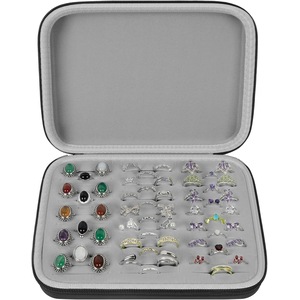 42 Slot Ring Organizer Storage Case Jewelry Display Box For 50 Rings Earrings