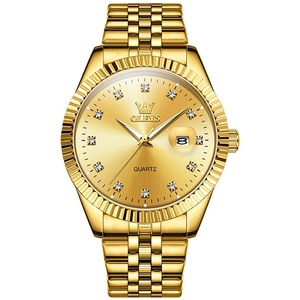 Men Luminous Waterproof Quartz Watch with Diamond Accents
